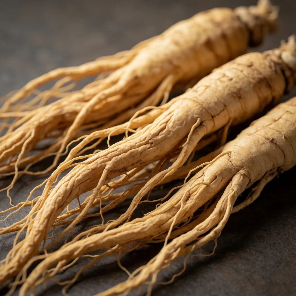 Dried ginseng root macro detail